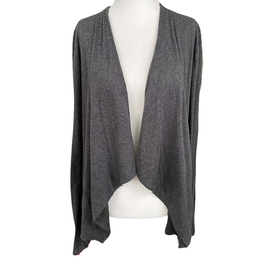 J Crew Charcoal Drape Front Shawl Cardigan Lightweight Cotton Sweater